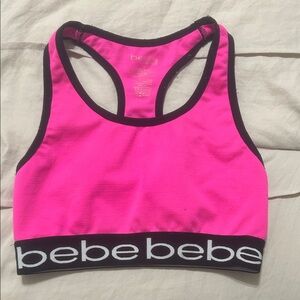 Bebe Vibrant Pink Sports Bra with Black Accents